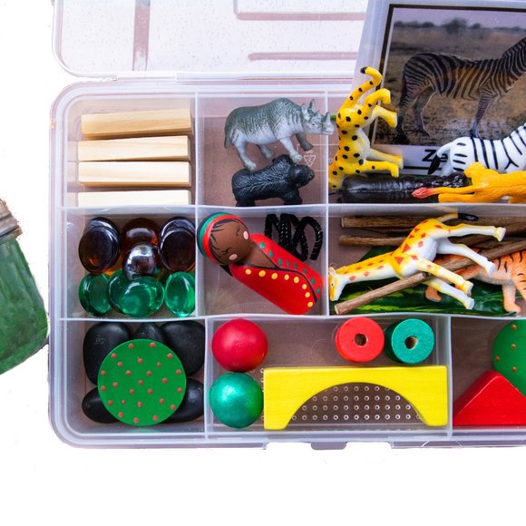 Safari Sensory Kit | Sensory Bin | Play Dough Kit | Montessori | Peg Dolls | Toy - Picture 2 of 2